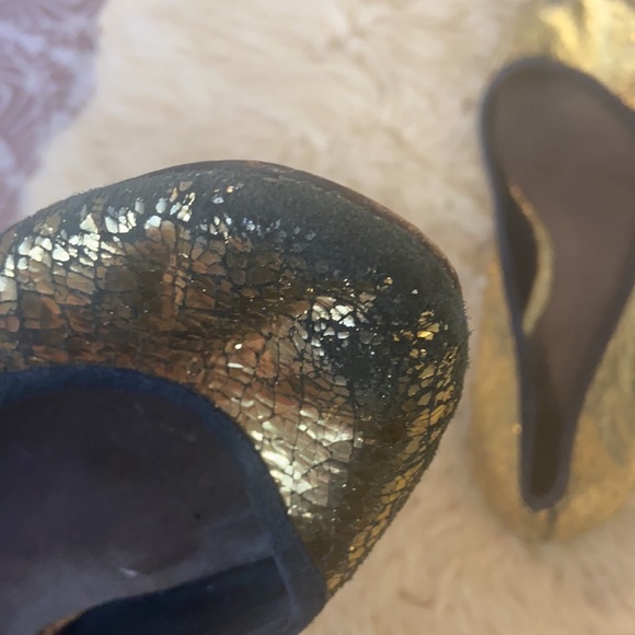 Sparkly/crackled gold and navy gold Joie ballet flats Sz 7 1/2 - 37 1/2 - Picture 7 of 8